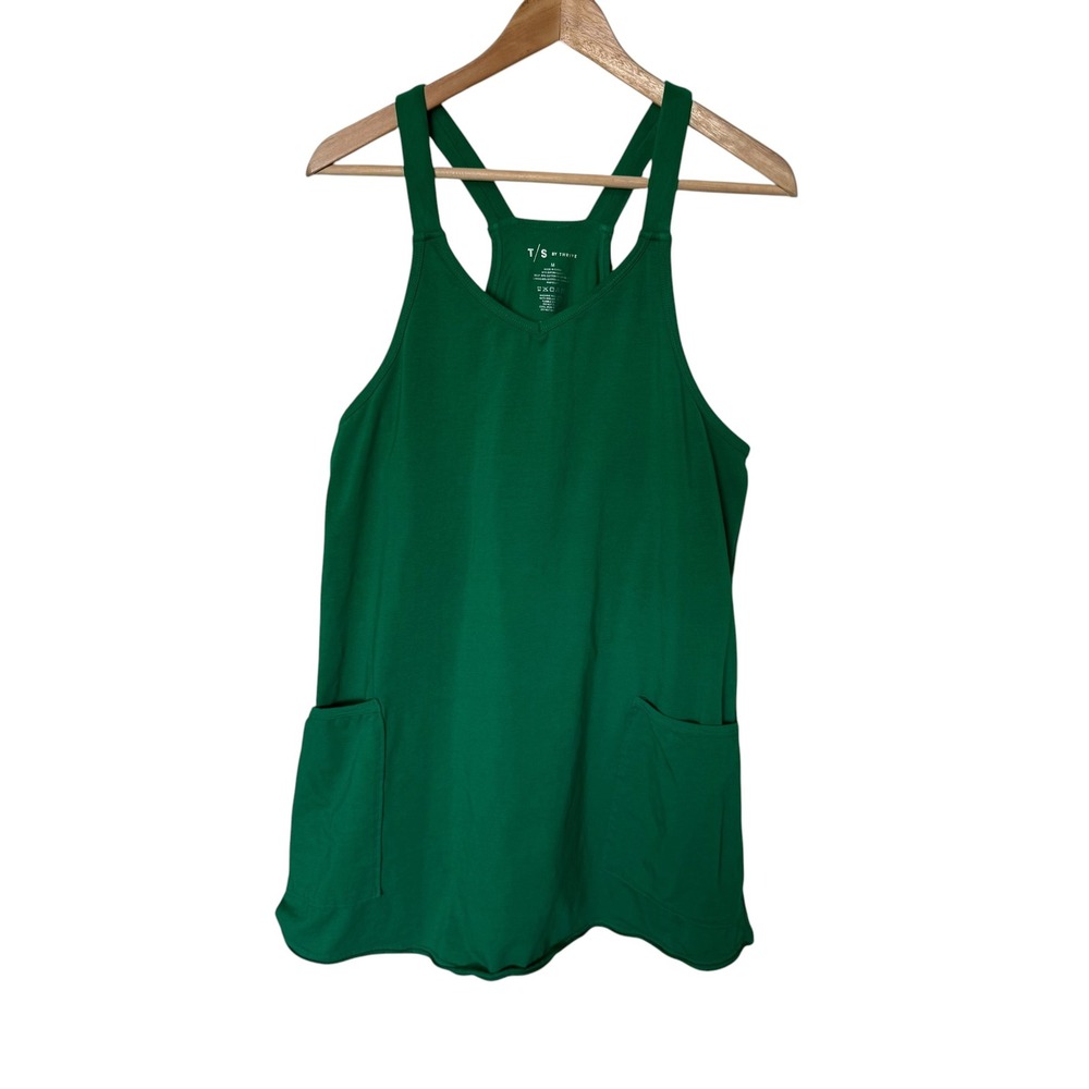 T/S by Thrive Exercise Dress Women romper Medium Green Exc. Racerback Pockets